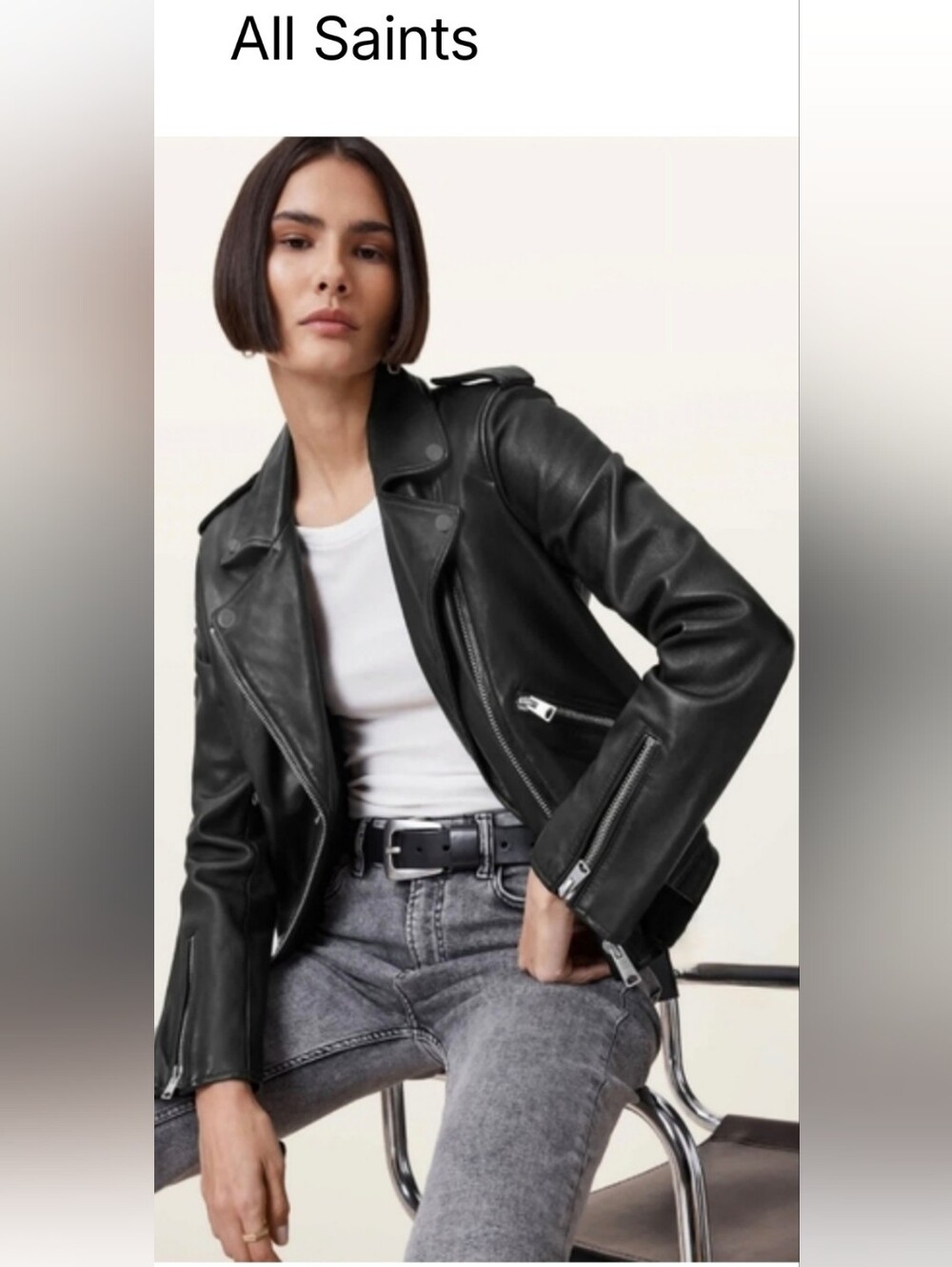 ALL SAINTS Classic Black Leather Moto Jacket - Women Sz 4